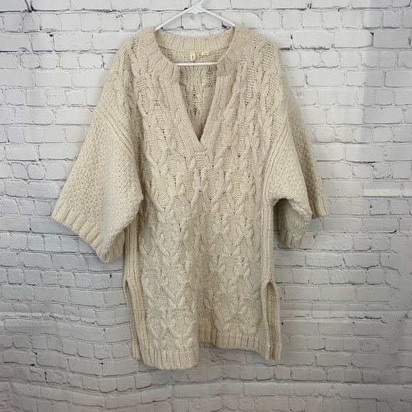 Anthro Moth xs/s oversized tunic sweater cableknit - Picture 2 of 10